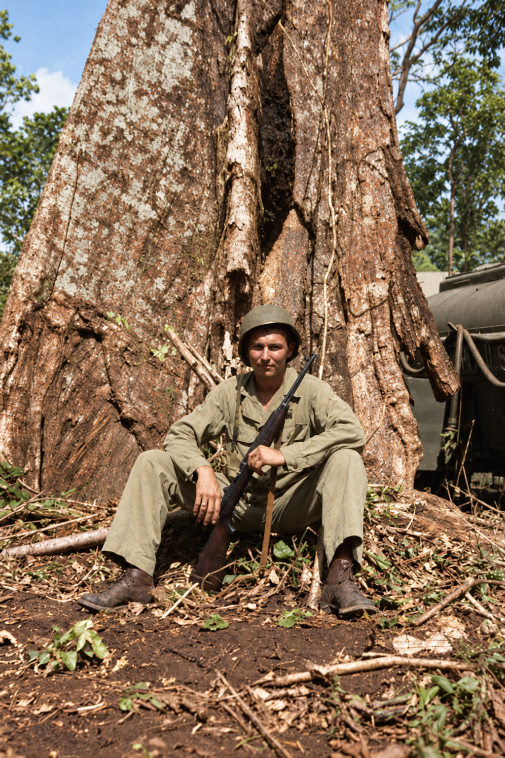 My Father in the Philippines — WWII — Colorized photograph